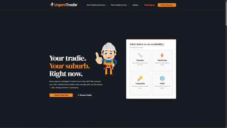 UrgentTradie.com screenshot